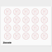 Sticker Rond Rose Sweet 16 Favor (Feuille)