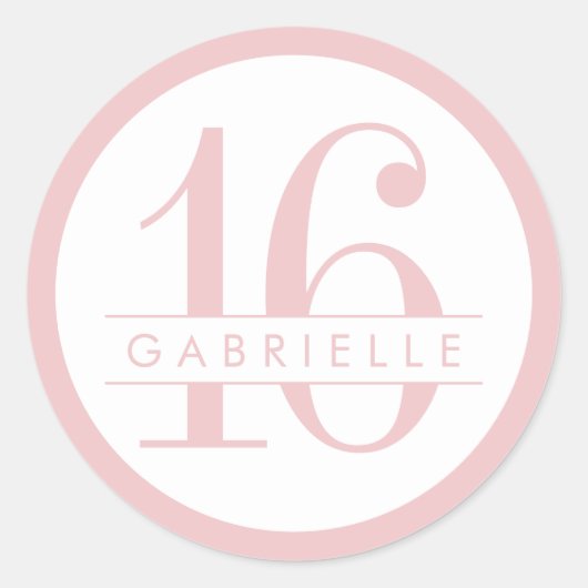 Sticker Rond Rose Sweet 16 Favor (Devant)