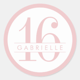 Sticker Rond Rose Sweet 16 Favor