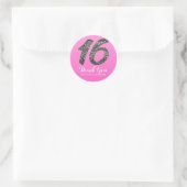 Sticker Rond Rose Sweet 16 Parties scintillant Argent Anniversa (Sac)