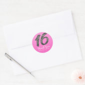 Sticker Rond Rose Sweet 16 Parties scintillant Argent Anniversa (Enveloppe)
