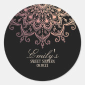 Sticker Rond Rose tendance Gold Mandala Sweet 16 (Devant)