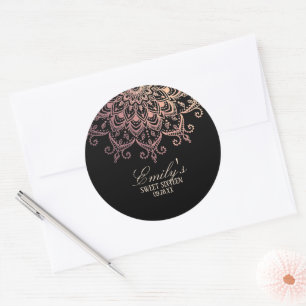 Sticker Rond Rose tendance Gold Mandala Sweet 16