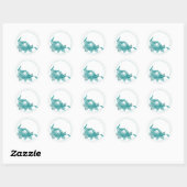 Sticker Rond Rose turquoise avec ruban (Feuille)