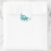 Sticker Rond Rose turquoise avec ruban (Sac)
