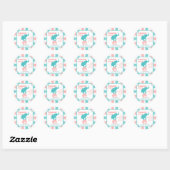 Sticker Rond Rose | Turquoise Carnival Party Big Top Favoriser  (Feuille)