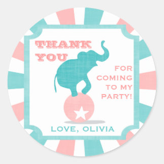 Sticker Rond Rose | Turquoise Carnival Party Big Top Favoriser