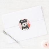 Sticker Rond Rose Valentin Mini Schnauzer (Enveloppe)