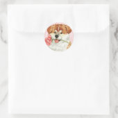 Sticker Rond Rose Valentine Akita (Sac)