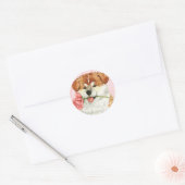 Sticker Rond Rose Valentine Akita (Enveloppe)