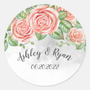 Sticker rond rose vif Mariage