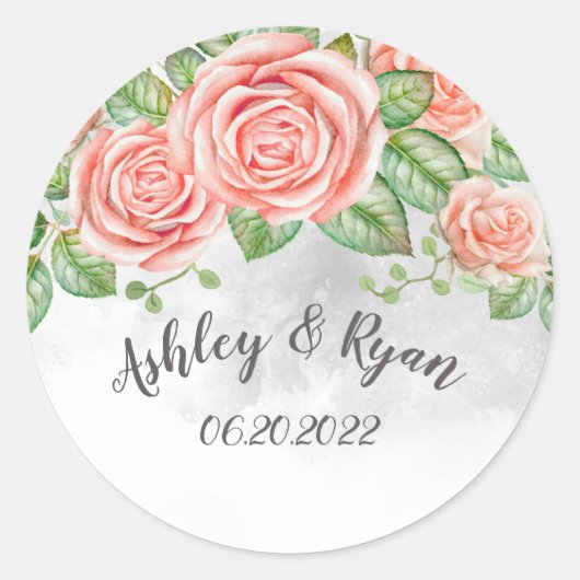 Sticker rond rose vif Mariage (Devant)