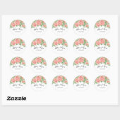 Sticker rond rose vif Mariage (Feuille)