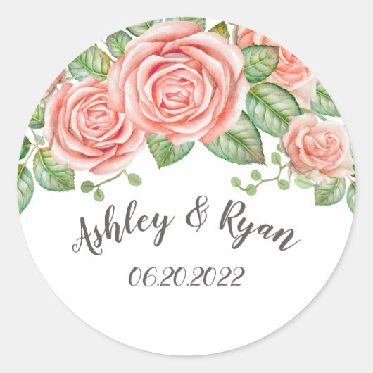 Sticker rond rose vif Mariage (Devant)