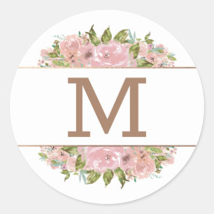 Sticker Rond Rose Vintage Dusty rose Mariage