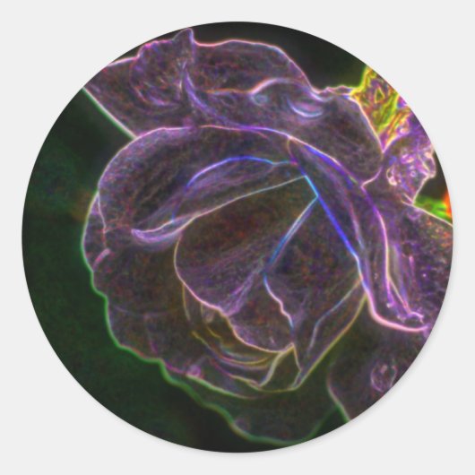 Sticker Rond Rose violet Abstrait Flower Art (Devant)