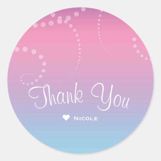 Sticker Rond Rose violet Bleu Bleu Les filles trempées Annivers (Devant)