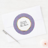 Sticker Rond Rose violet et Turquoise avec Gold Book Name Plate (Enveloppe)