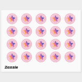 Sticker Rond Rose violet étoile dégradé brillant école de trava (Feuille)