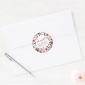 Sticker Rond Rose violet Floral 80e anniversaire (Enveloppe)