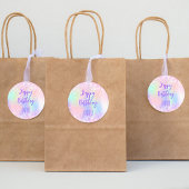 Sticker Rond Rose violet holographique embrasse anniversaire