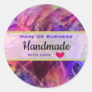 Sticker Rond Rose violet Moderne Abstrait fait main