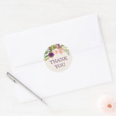 Sticker Rond Rose violet rose rose Merci d'anniversaire (Enveloppe)