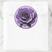 Sticker Rond Rose violet vibrant - Design floral élégant (Sac)