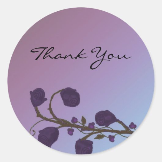Sticker Rond Rose Violette Élégante Merci (Devant)