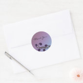 Sticker Rond Rose Violette Élégante Merci (Enveloppe)