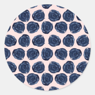 Sticker Rond Roseaux de rose à l'aquarelle bleue rose Cottage M