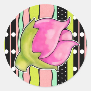 Sticker rond Rosebud Joy color