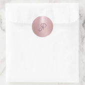 Sticker Rond Rosegold Couleur Monogrammé Élégant Compac Modèle (Sac)