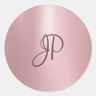 Sticker Rond Rosegold Couleur Monogrammé Élégant Compac Modèle