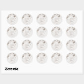 Sticker Rond Roses 3D blanches Mariage Merci (Feuille)