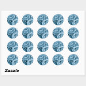 Sticker Rond Roses BÉBÉ BLEU - Sceau d'enveloppe Mariage (Feuille)