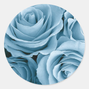 Sticker Rond Roses BÉBÉ BLEU - Sceau d'enveloppe Mariage