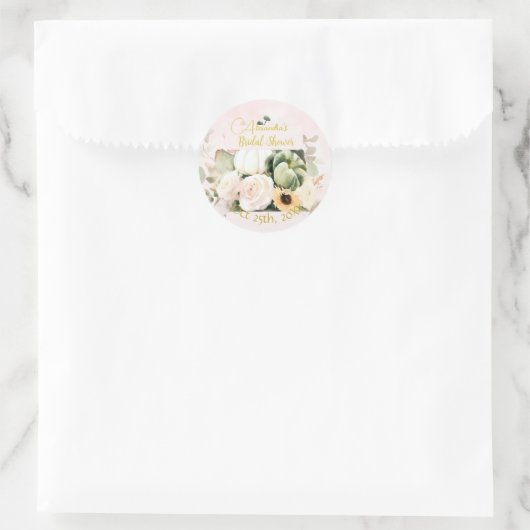 Sticker Rond Roses blanches Citrouilles (Sac)