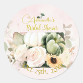Sticker Rond Roses blanches Citrouilles (Devant)