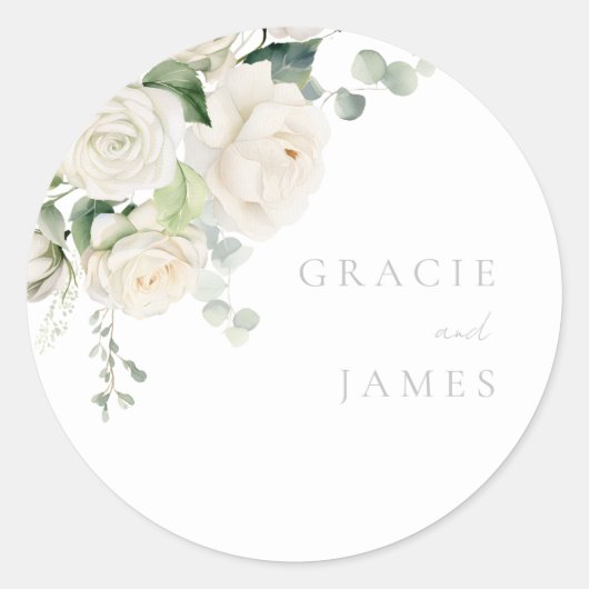 Sticker Rond Roses blanches divines et Mariage d'âge (Devant)