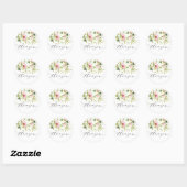 Sticker Rond Roses blanches et blanches avec éclaboussures d'or (Feuille)