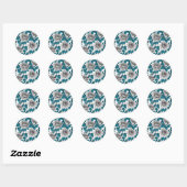 Sticker Rond Roses blanches et coccinelles (Feuille)