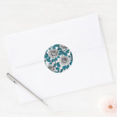 Sticker Rond Roses blanches et coccinelles (Enveloppe)