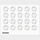 Sticker Rond Roses blanches et mariage floral vert (Feuille)