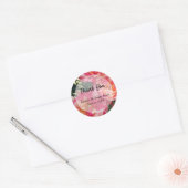 Sticker Rond Roses blanches et roses modifiables Merci (Enveloppe)