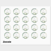 Sticker Rond Roses blanches| Eucalyptus Merci floral (Feuille)