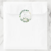 Sticker Rond Roses blanches| Eucalyptus Merci floral (Sac)