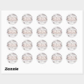 Sticker Rond Roses blanches Floral Rose Moderne Mariage élégant (Feuille)