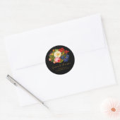 Sticker Rond Roses blanches roses Rouge Orange Bleu Papillon fl (Enveloppe)