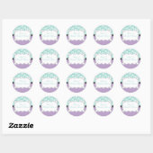 Sticker Rond Roses blanches sur Aqua & Fête des mariées violett (Feuille)